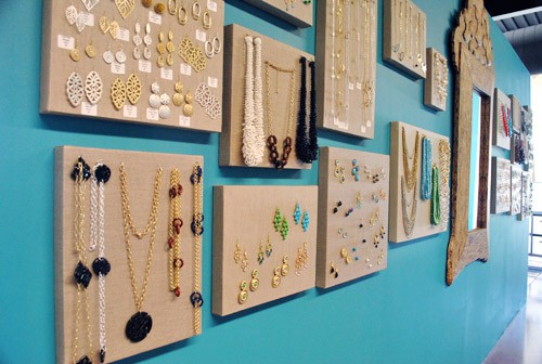 hang jewelry on canvases