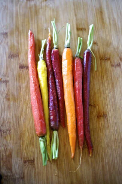 Shaved Rainbow Carrot Salad with Cilantro, Vinaigrette & Queso Fresco 