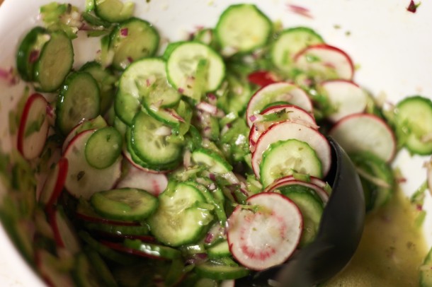 Tangy Cucumber Radish Salad - www.BrokeandHealthy.com (9)