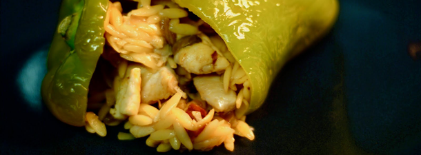 Spicy Orzo, Chicken & Veggie Stuffed Green Peppers – $1.85