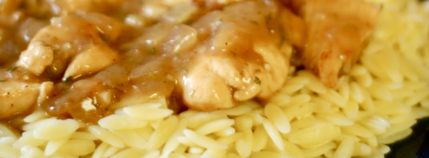 Homestyle Chicken & Onion Sauce over Orzo – $.71