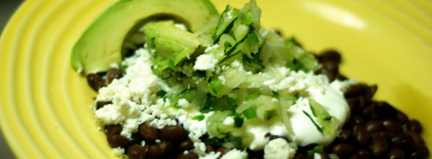 Sour Cream & Queso Fresco over Black Beans – $.73