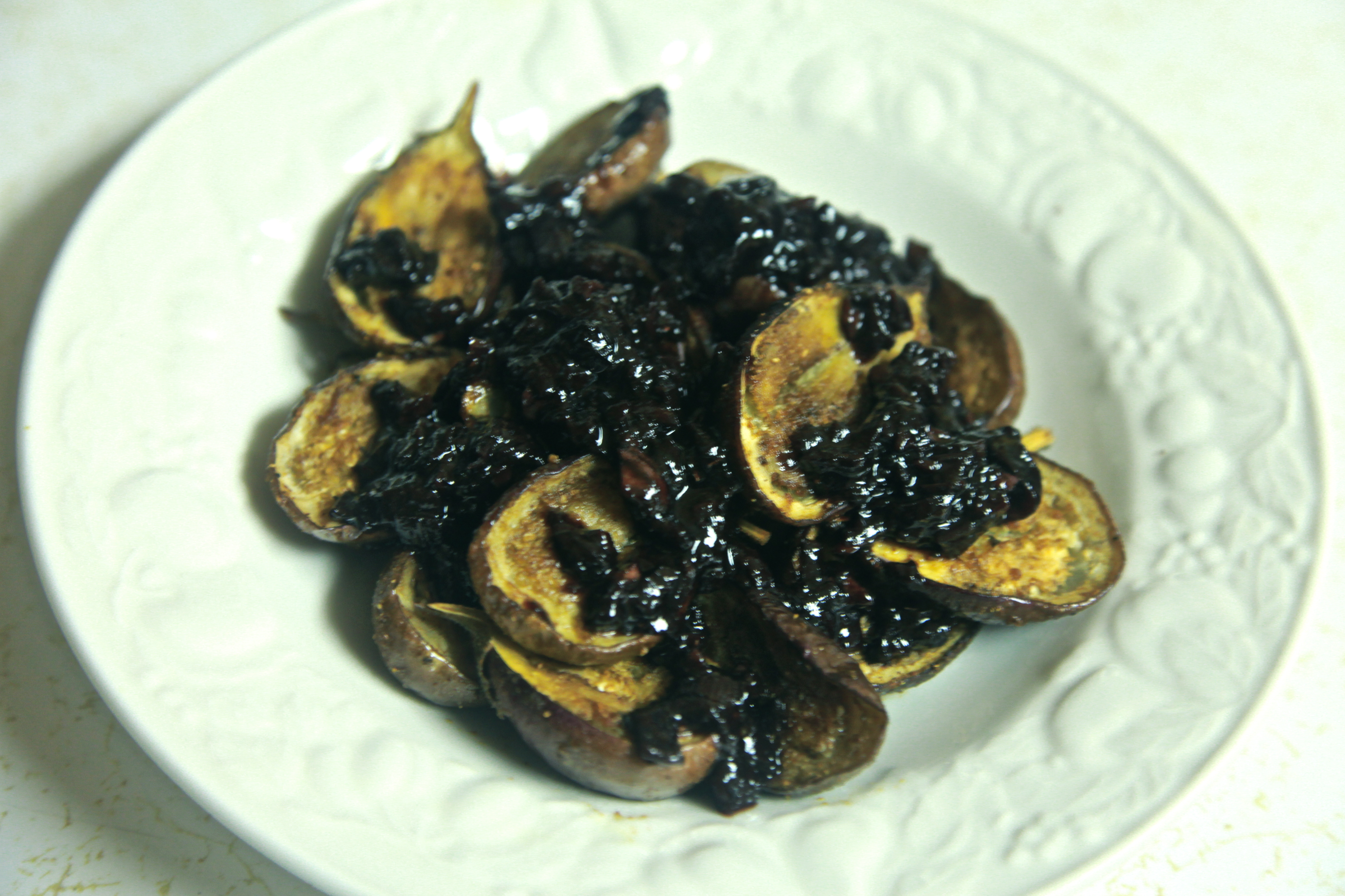 Red Wine Reduction Sauce over Roasted Baby Eggplant